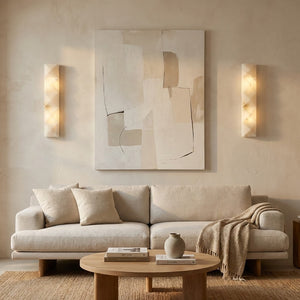 Faceted Alabaster Wall Sconce - Bright Minimalist Living Room Sofa Abstract Art | HoaiLamp