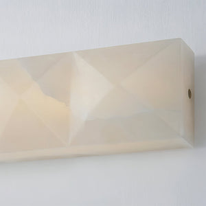 Faceted Alabaster Wall Sconce - Close Up Lit Geometric Pyramid Facets | HoaiLamp