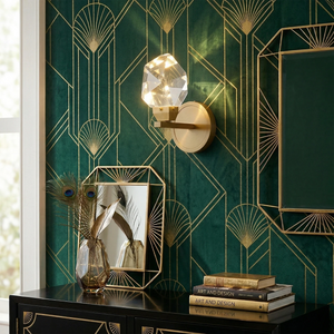 Faceted Crystal Masonry Wall Sconce - Emerald Deco Glamour | HoaiLamp