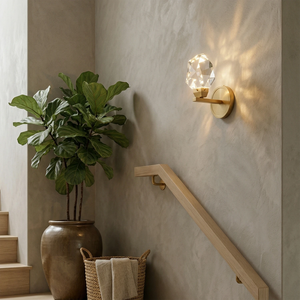 Faceted Crystal Masonry Wall Sconce - Natural Stairway Illumination | HoaiLamp