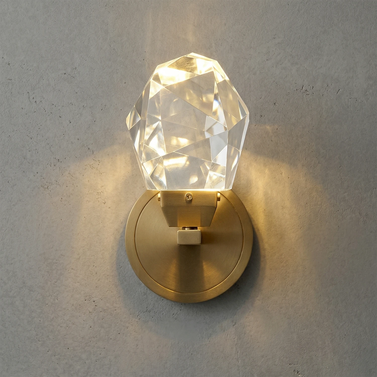 Faceted Crystal Masonry Wall Sconce - Radiant Stucco Detail | HoaiLamp