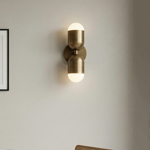 Fixed Down Brass Capsule Sconce - Balanced Master Bedroom| HoaiLamp