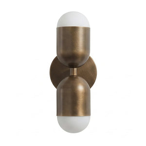 Fixed Down Brass Capsule Sconce - Dual Capsule Vertical Silhouett | HoaiLamp