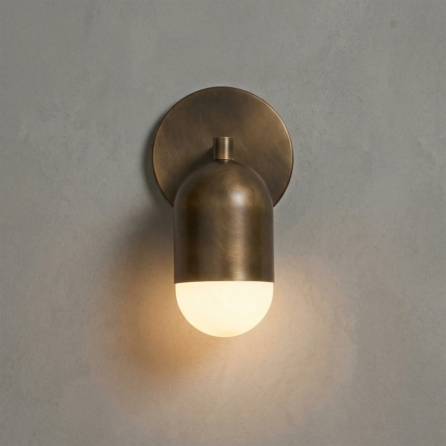Fixed Down Brass Capsule Sconce - Industrial Grey Texture| HoaiLamp