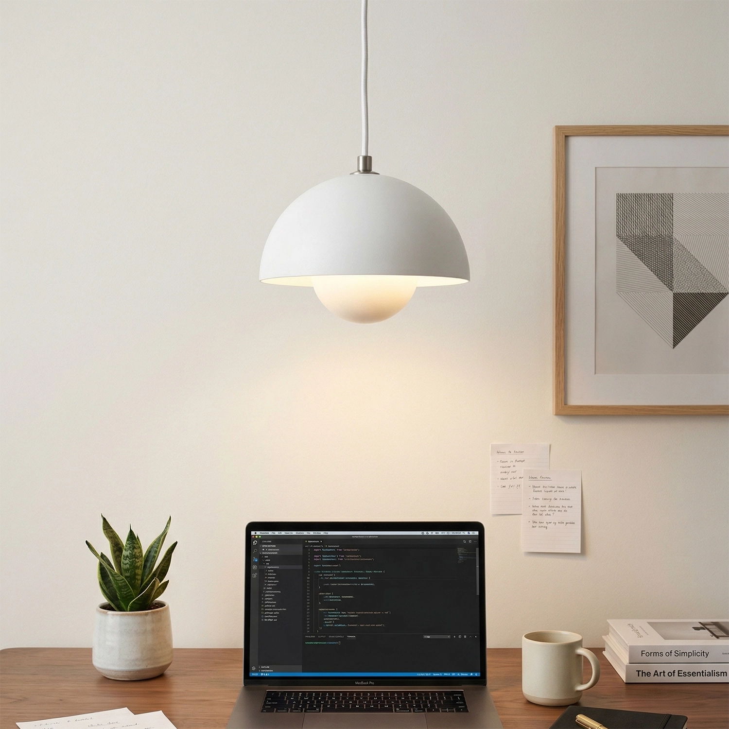 Flower Bud Pendant Light - Nordic White Minimalist Home Office Laptop Desk | HoaiLamp