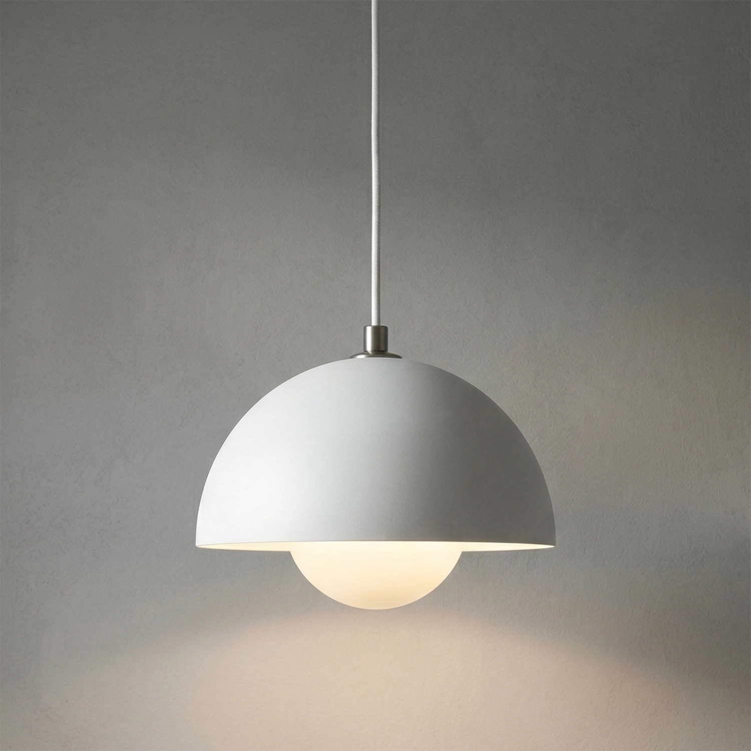 Flower Bud Pendant Light - Clean Matte White Studio Vignette Soft Glow | HoaiLamp