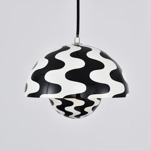 Flower Bud Pendant Light - Artistic Zebra Stripe Print Geometric Shade Macro | HoaiLamp