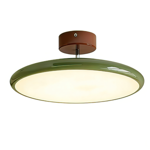 French Retro Cream Saucer Ceiling Lamp - Isolated Studio Product Presentation Walnut Canopy | HoaiLamp