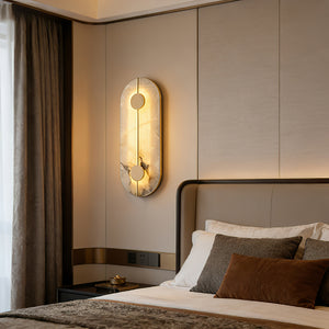 Geometric Capsule Natural Alabaster Wall Sconce - Contemporary Master Suite Accent | HoaiLamp