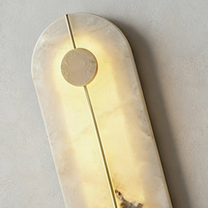 Geometric Capsule Natural Alabaster Wall Sconce - Translucent Veined Stone Texture | HoaiLamp