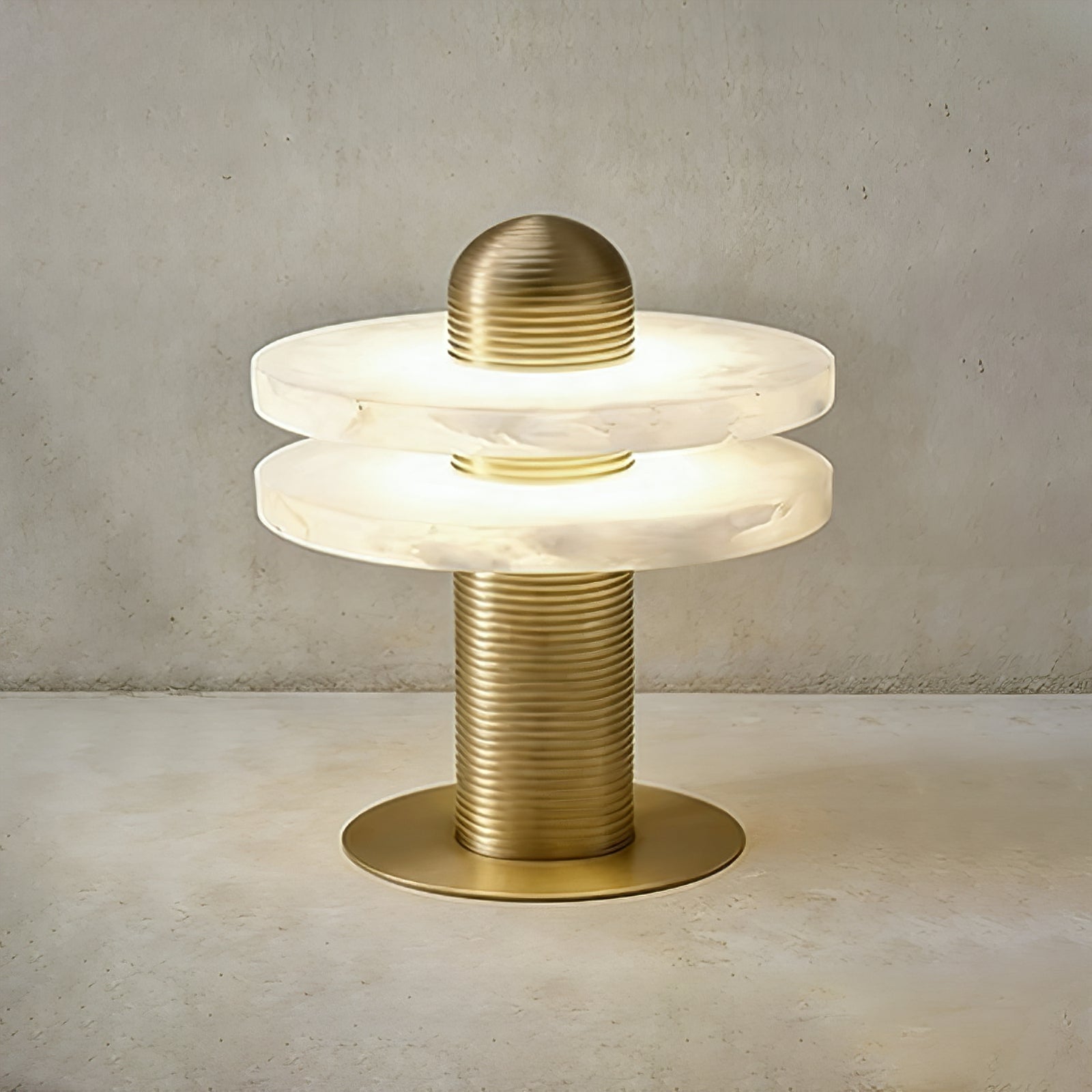 Geometric Layered Table Lamp - Standalone Architectural Marble Glow Concrete Backdrop | HoaiLamp