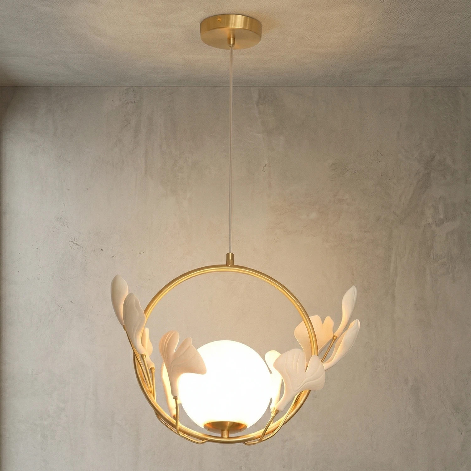 Gingko Pendant Lamp - Industrial Stucco Radiance | HoaiLamp
