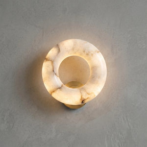 Halo Alabaster Wall Sconce - Compact Circular Design Small | HoaiLamp