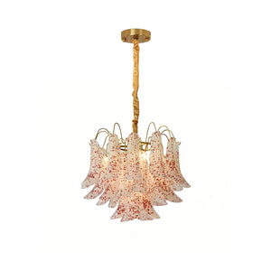 Murano Wave Point Chandelier - Elegant Rose Speckled Glow | HoaiLamp