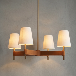 Hastings Leather Chandelier - Cross Arm 4 Light Illuminated Minimalist Studio Showcase | HoaiLamp