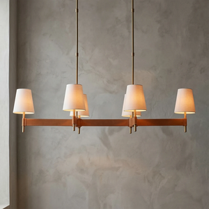 Hastings Leather Chandelier - Linear 4 Light Minimalist Architectural Plaster Wall Glow | HoaiLamp