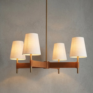 Hastings Leather Chandelier - Cross Arm 4 Light Illuminated Minimalist Studio Showcase | HoaiLamp