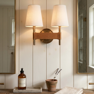 Hastings Leather Wall Lamp - Double Head Rustic Bathroom Vanity Dressing Mirror | HoaiLamp