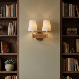 Hastings Leather Wall Lamp - Double Head Antique Study Room Library Bookshelf | HoaiLamp