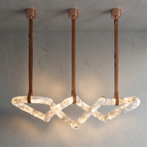 Infinity Hanging Light - Studio Grey Backdrop Zigzag Geometric Wave Warm Lit | HoaiLamp