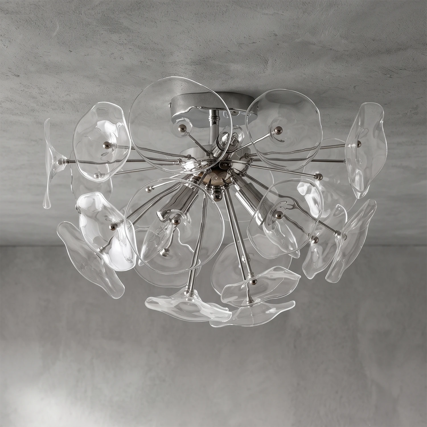 Isolde Glass Petal Sputnik Flush Mount Ceiling Light