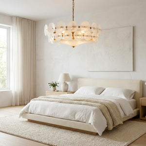 Italian Murano Style Glass Disc Chandelier - Luxury Serene Minimalist Bedroom Cream Decor Abstract Art | HoaiLamp