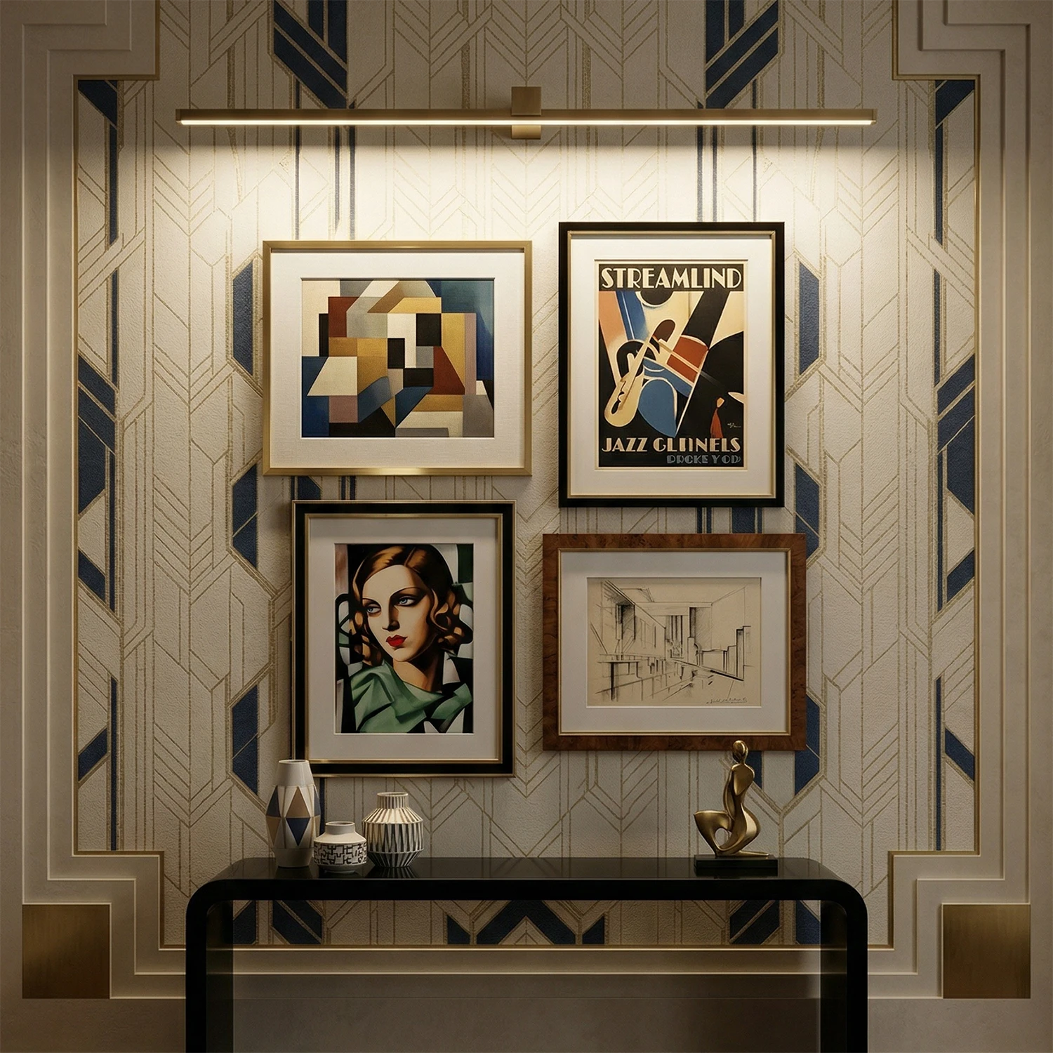 Kivana Brass Linear LED Wall Sconce-Classic Art Gallery Display Lighting | HoaiLamp