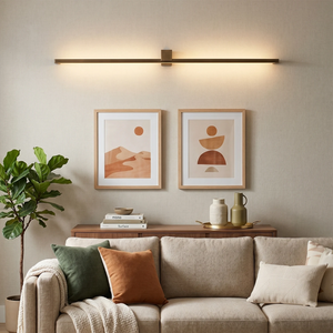 Kivana Brass Linear LED Wall Sconce-Minimalist Living Room Accent Light | HoaiLamp