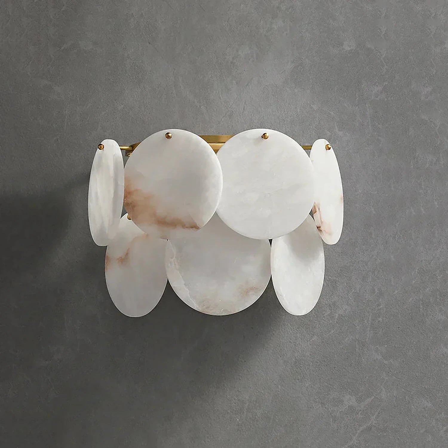 Alabaster Double Layer Round Wall Lamp - Sculptural Stone Aesthetic | HoaiLamp