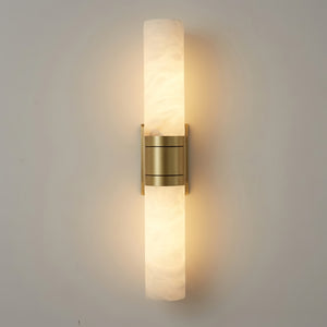 Linear Alabaster Dual Cylinder Light - Premium Brushed Gold Brass Luxury Finish | HoaiLamp