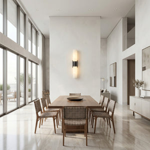 Linear Alabaster Dual Cylinder Light - Grand Dining Room Architectural Feature Wall Sconce | HoaiLamp