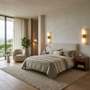 Linear Alabaster Dual Cylinder Light - Symmetrical Master Bedroom Headboard Illumination | HoaiLamp