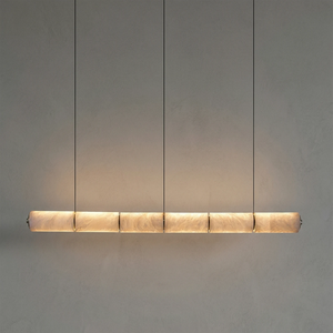 Linear Alabaster LED Chandelier - Warm Architectural Linear Beam Glow | HoaiLamp