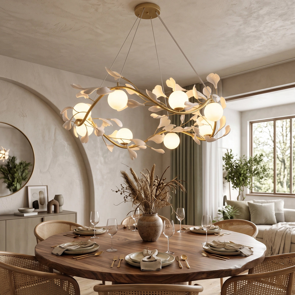 Lirelle Ceramic Leaf Branch Chandelier