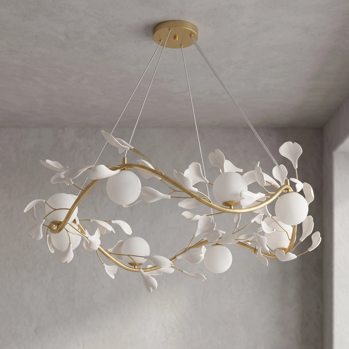 Lirelle Ceramic Leaf Branch Chandelier