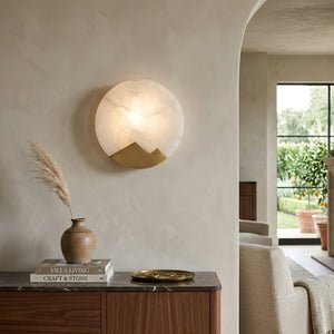 Luxury Copper Moon Alabaster Sconce - Cozy Cream Toned Interior Design | HoaiLamp