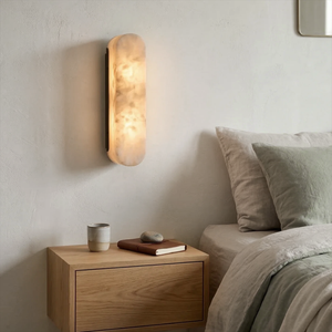 Luxury Alabaster Vertical Wall Lamp - Cozy Bedside Nightstand Ambient Glow | HoaiLamp