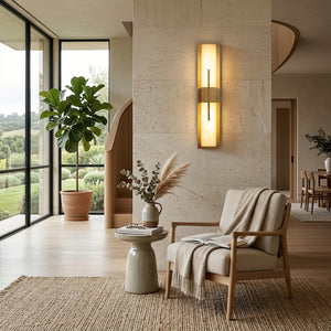 Modern Alabaster Linear Wall Sconce - Bright Lounge Area Corner Atmospheric Glow | HoaiLamp
