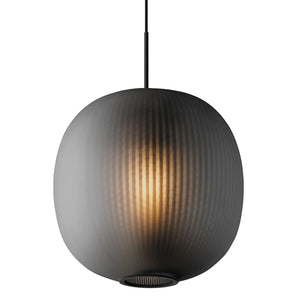 Bloom Frosted Glass Pendant Light - White Background Minimalist Charcoal Translucent Globe | HoaiLamp