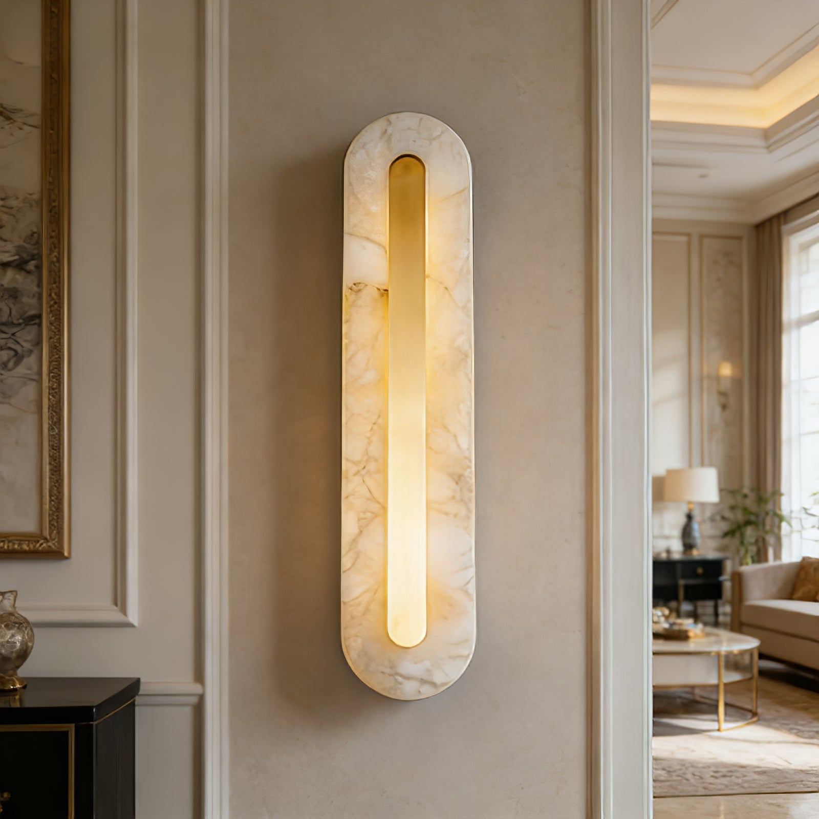 Oblong & Rectangular Alabaster Wall Sconces