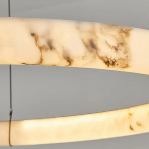 Modern Spanish Alabaster Halo Pendant Lamp - Macro Close Up Natural Alabaster Texture Brown Veins | HoaiLamp