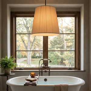 Modern Tailored Reed Pleat Stem Pendant - Luxury Bathtub Ambient Lighting | HoaiLamp