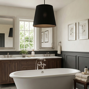 Modern Tailored Reed Pleat Stem Pendant - Sophisticated Vanity Area Light | HoaiLamp
