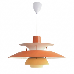 Multi-Tier Saucer Pendant Lamp - Playful Bright Orange and Mustard Yellow Pop Pop Art SKU | HoaiLamp