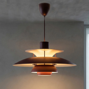Multi-Tier Saucer Pendant Lamp - Dark Chocolate Maroon Deep Vintage Mood Light | HoaiLamp