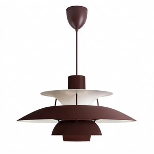 Multi-Tier Saucer Pendant Lamp - Dark Chocolate Maroon Timeless Minimalist Palette SKU | HoaiLamp