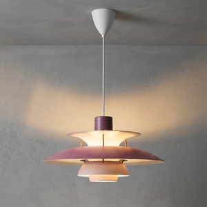 Multi-Tier Saucer Pendant Lamp - Gentle Lavender Purple Muted Mauve Blend Glow | HoaiLamp