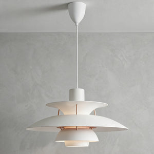 Multi-Tier Saucer Pendant Lamp - Monochrome Pure White Architectural Off-State | HoaiLamp