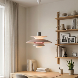 Multi-Tier Saucer Pendant Lamp - Pastel Pink Soft Tones Creative Study Nook | HoaiLamp