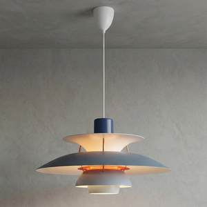 Multi-Tier Saucer Pendant Lamp - Pastel Sky Blue Romantic Blush Pink Silhouette | HoaiLamp